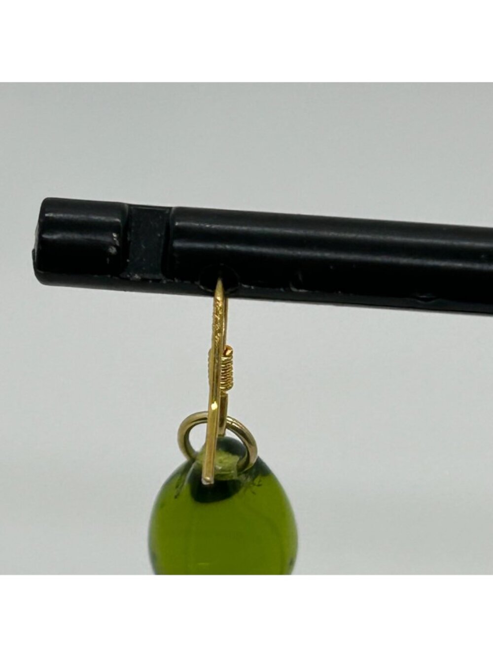Handmade Green Teardrop Glass Earrings With Sterling Silver Wire Hooks For Women - Picture 12 of 15